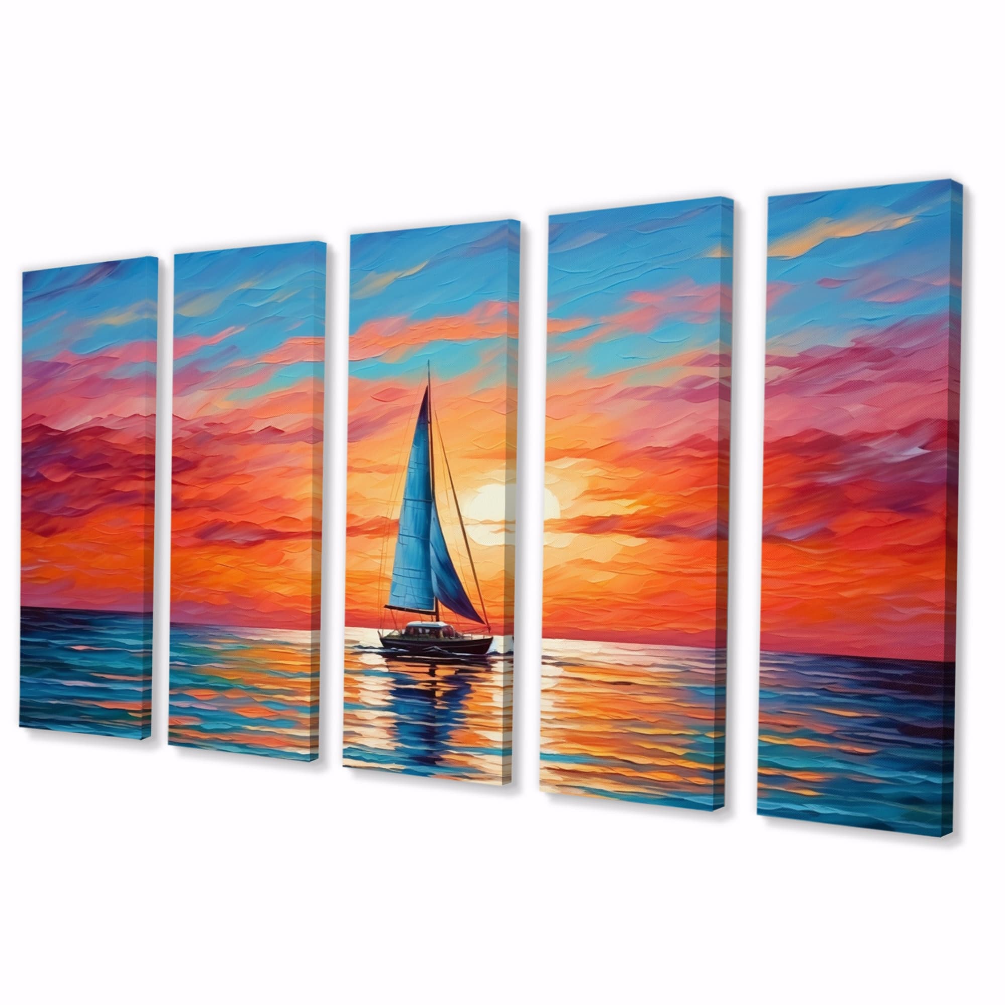 Designart "Sailboat Abstract Horizon II" Sailing Boat Multipanel Canvas